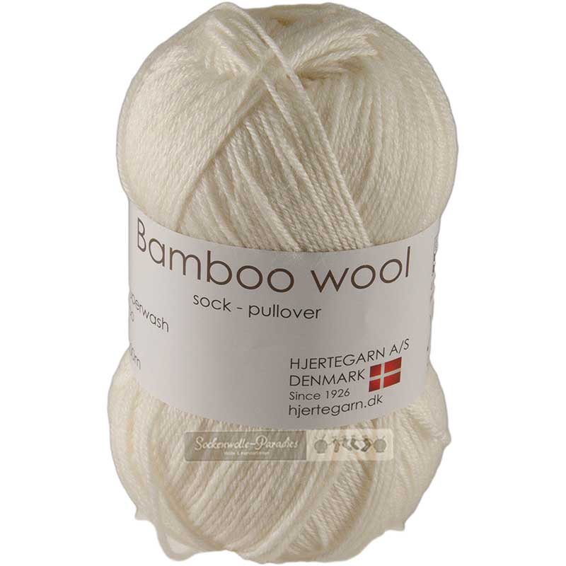 Hjertegarn Bamboo wool Farbe 100 wollweiss