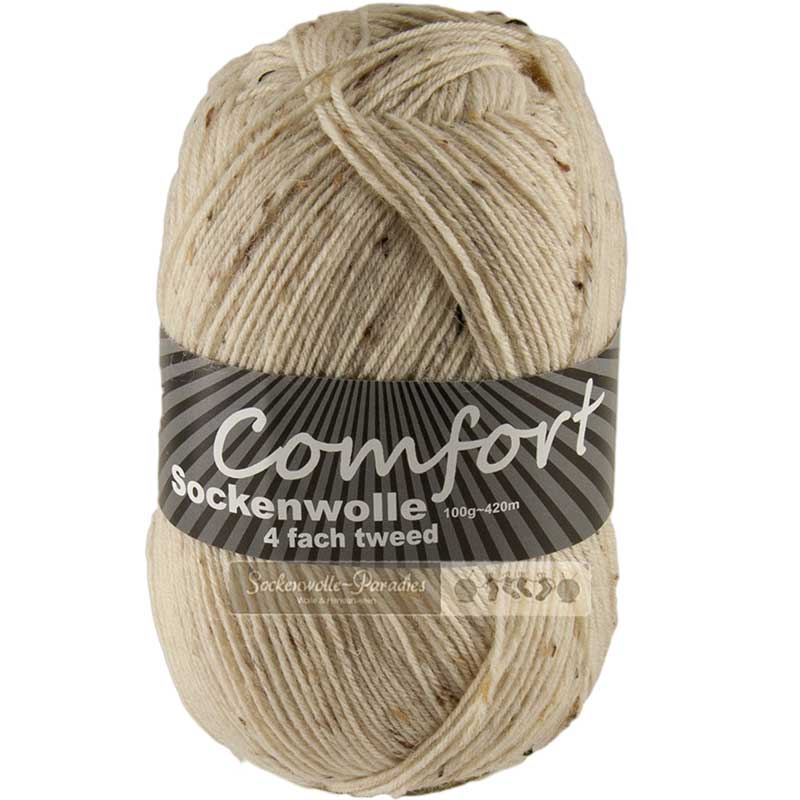Sockenwolle Comfort Tweed Farbe 01 natur tweed