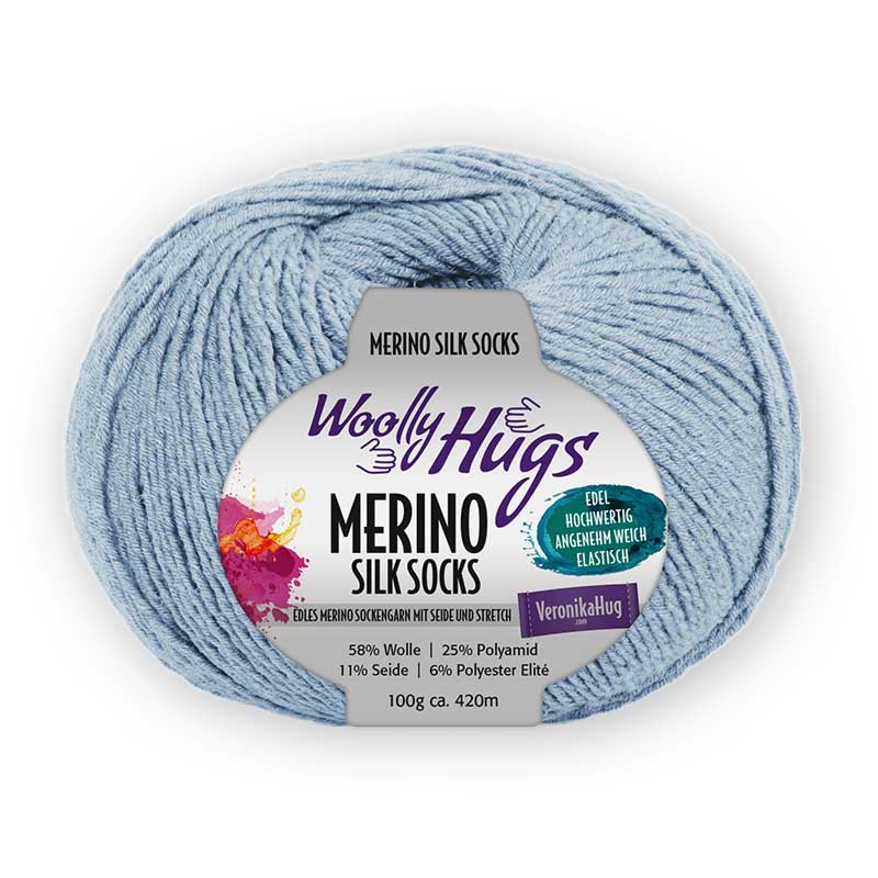 Woolly Hugs Merino Silk Socks hellblau 257