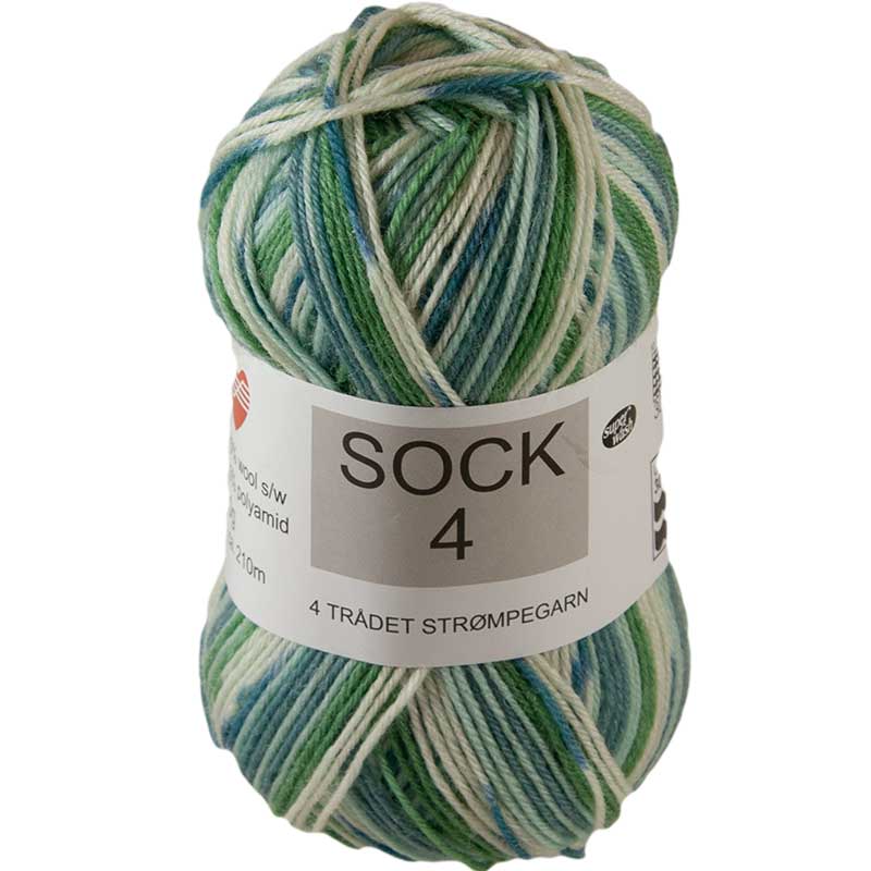 Hjertegarn Sock 4 Color Farbe 15 natur-gruen-blau