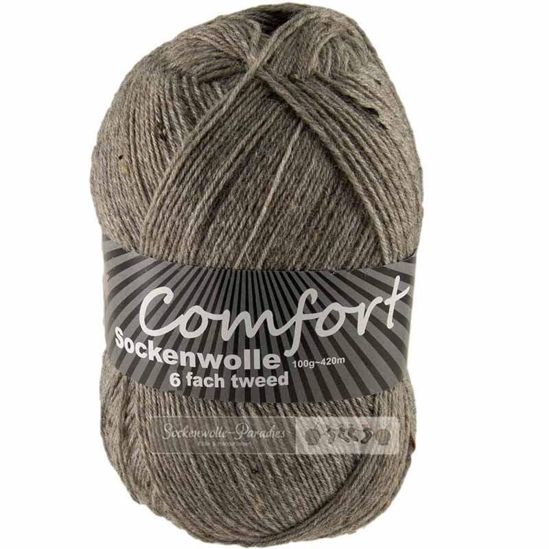 Sockenwolle Comfort Tweed 6-fach grau 03