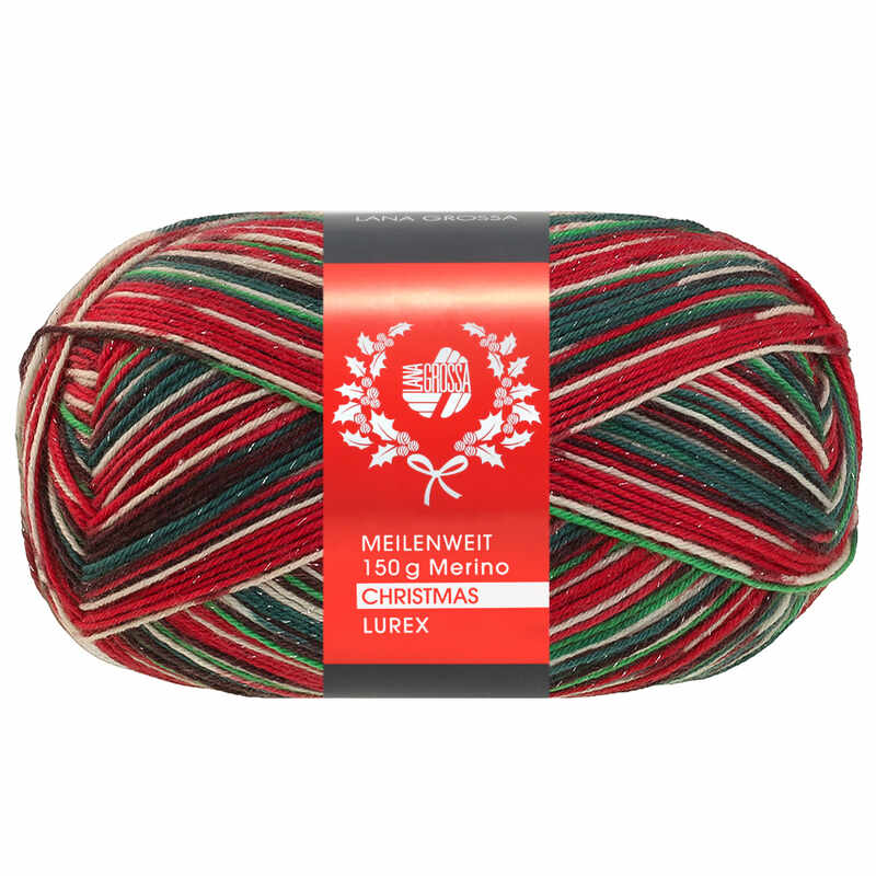 Lana Grossa Meilenweit 6-fach 150  Merino Christmas Lurex Farbe 0642