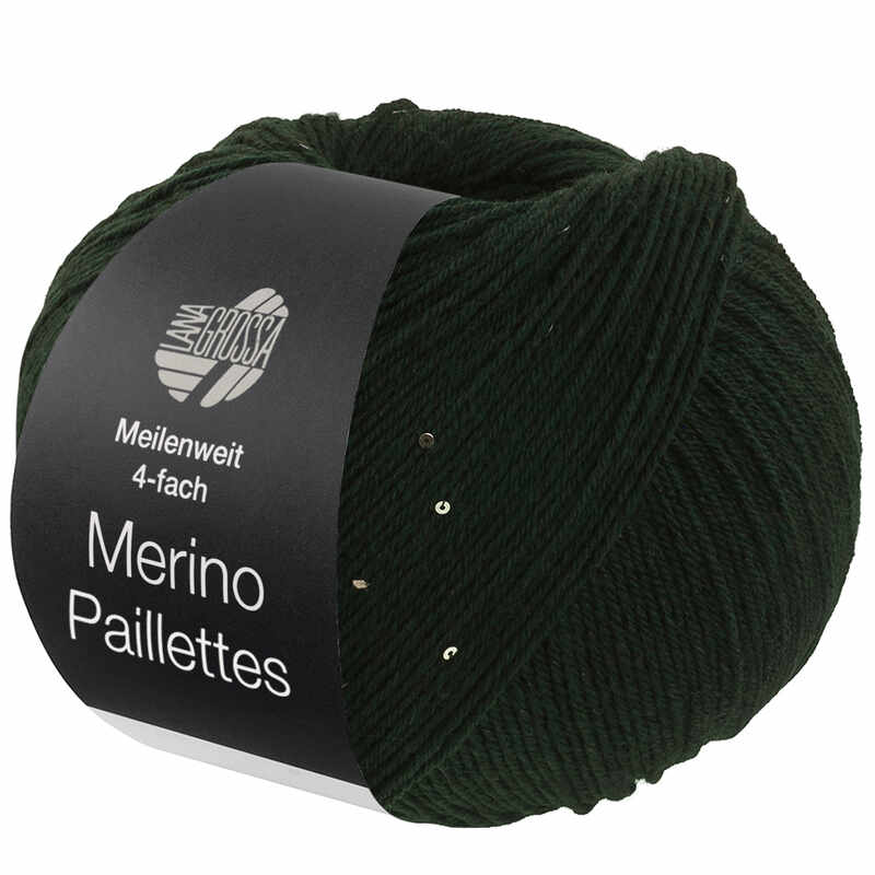 Lana Grossa Meilenweit 100 Merino Paillettes (2306) Schwarzgrün