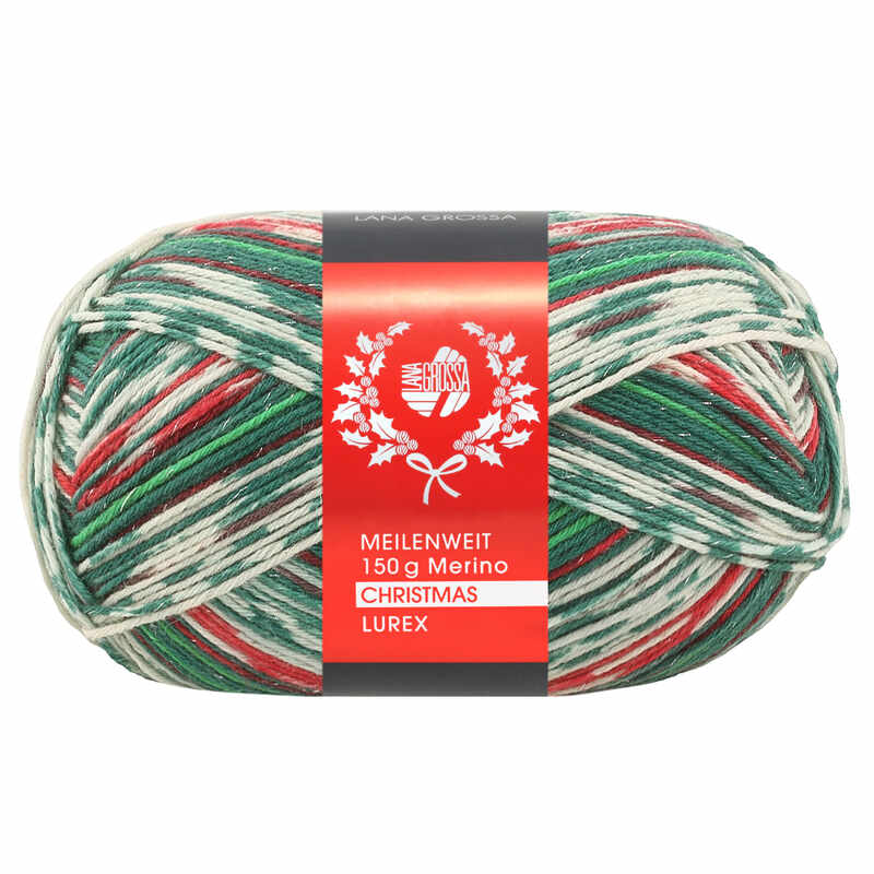 Lana Grossa Meilenweit 6-fach 150  Merino Christmas Lurex Farbe 0635