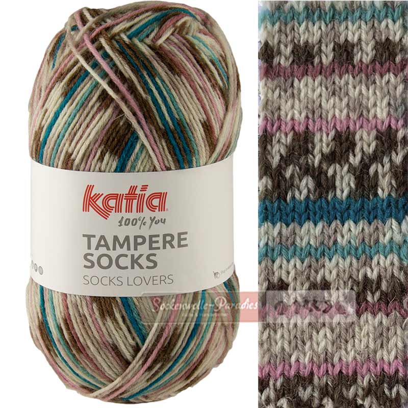 Katia Tampere Socks 100 rehbraun-rose-gruenblau