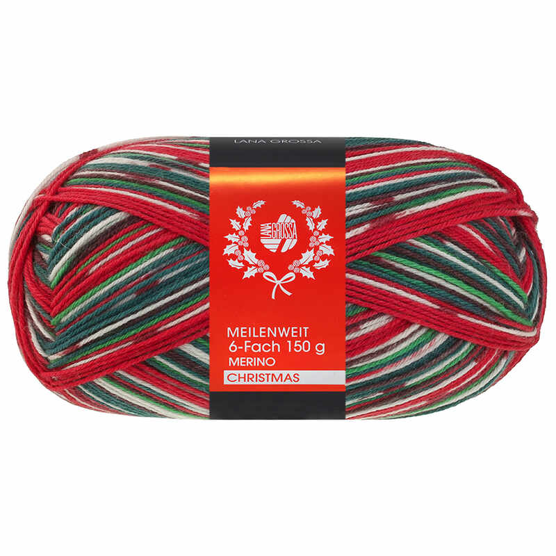 Lana Grossa Meilenweit 6-fach 150  Merino Christmas Farbe 0639