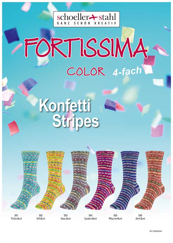 Fortissima Konfetti-Stripes Color  Fb.561 türkis-bunt