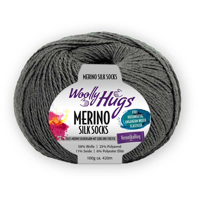 Woolly Hugs Merino Silk Socks mittelgrau 295