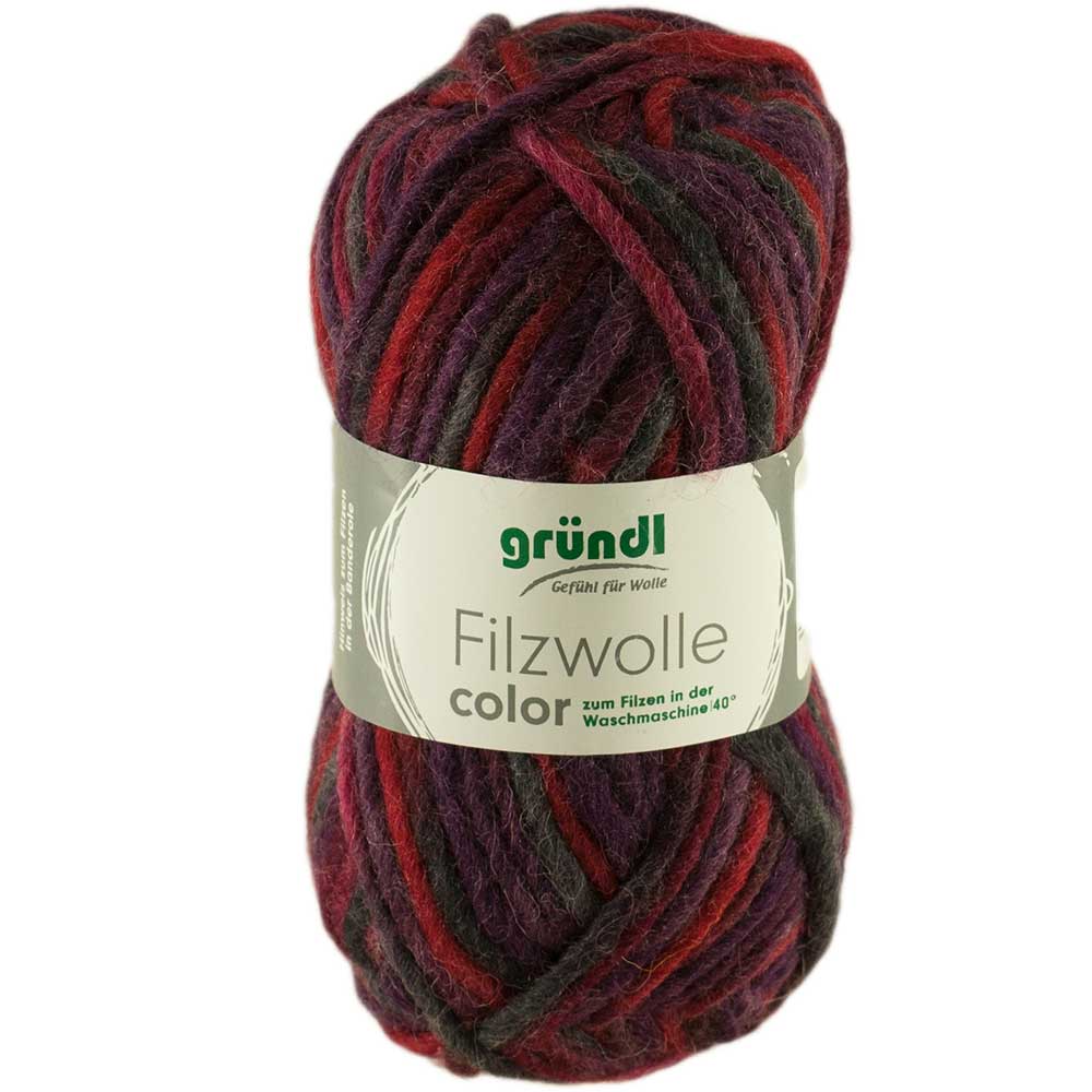 Gruendl Filzwolle Color 50g Fb. 24 lila-bordeaux-anthrazit