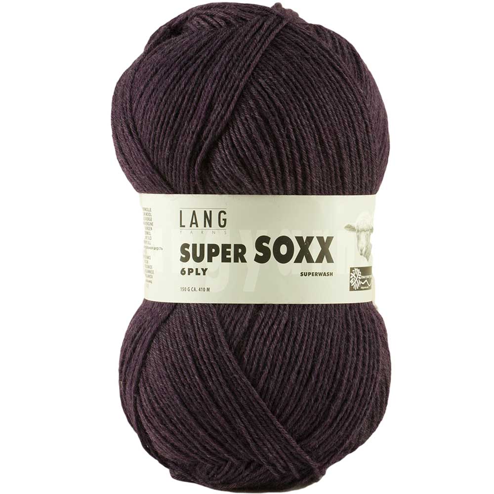 Lang Yarns Supersoxx 6-fach Uni Farbe 0080 aubergine melange