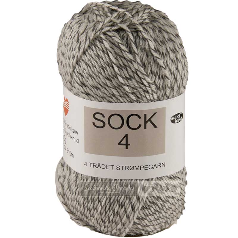 Hjertegarn Sock 4 Color Farbe 1150 natur-grau-mouline
