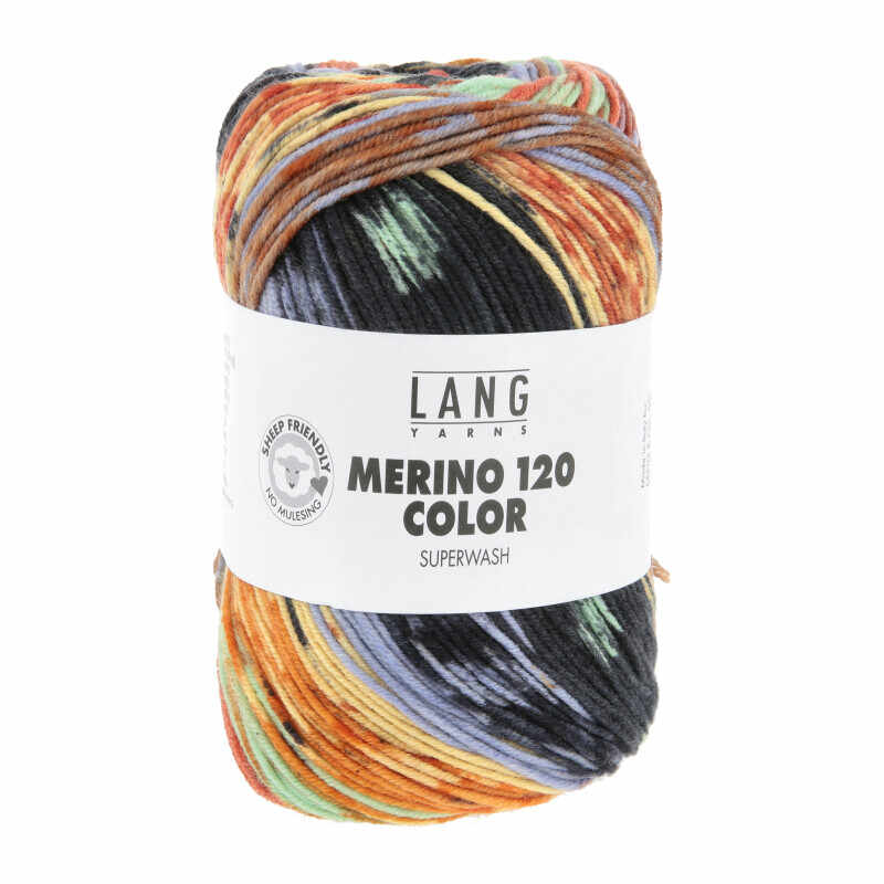 Lang Yarns Merino 120 Color Farbe 8 mint-mais-lila-orange