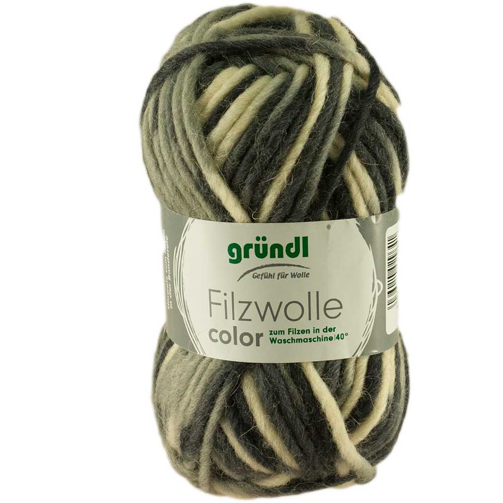 Gruendl Filzwolle Color 50g Fb. 20 schwarz-grau-weiss