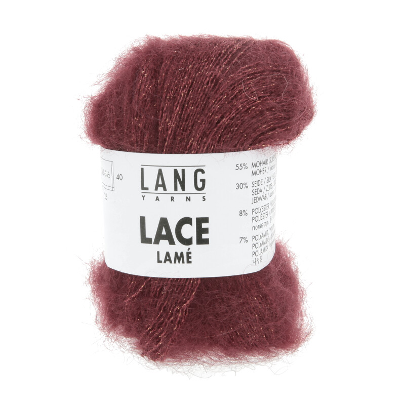 Lang Yarns Lace Lamé Farbe 62 weinrot