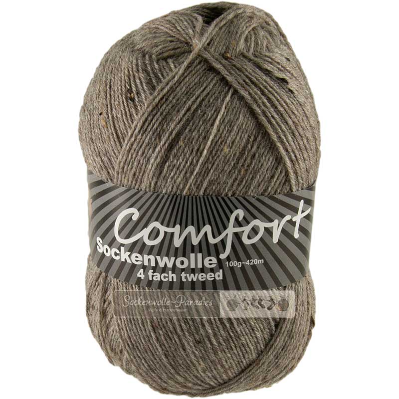 Sockenwolle Comfort Tweed Farbe 03 mittelgrau tweed