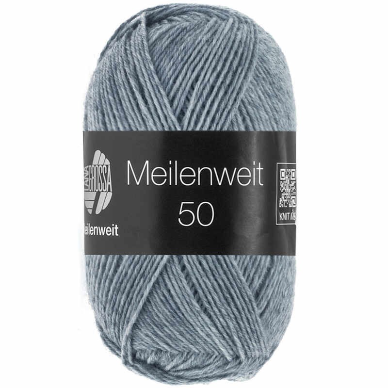 Lana Grossa Meilenweit 50 Uni Farbe 1302 Jeans-Grau meliert