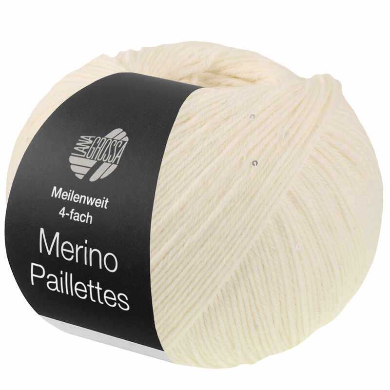 Lana Grossa Meilenweit 100 Merino Paillettes (2308) Creme