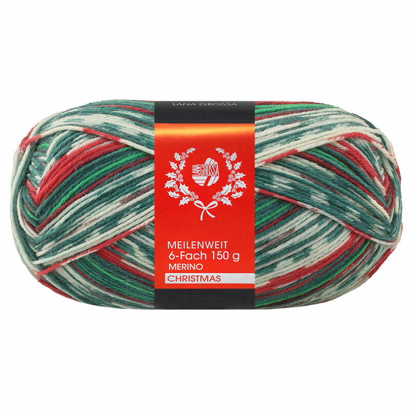 Lana Grossa Meilenweit 6-fach 150  Merino Christmas Farbe 0631