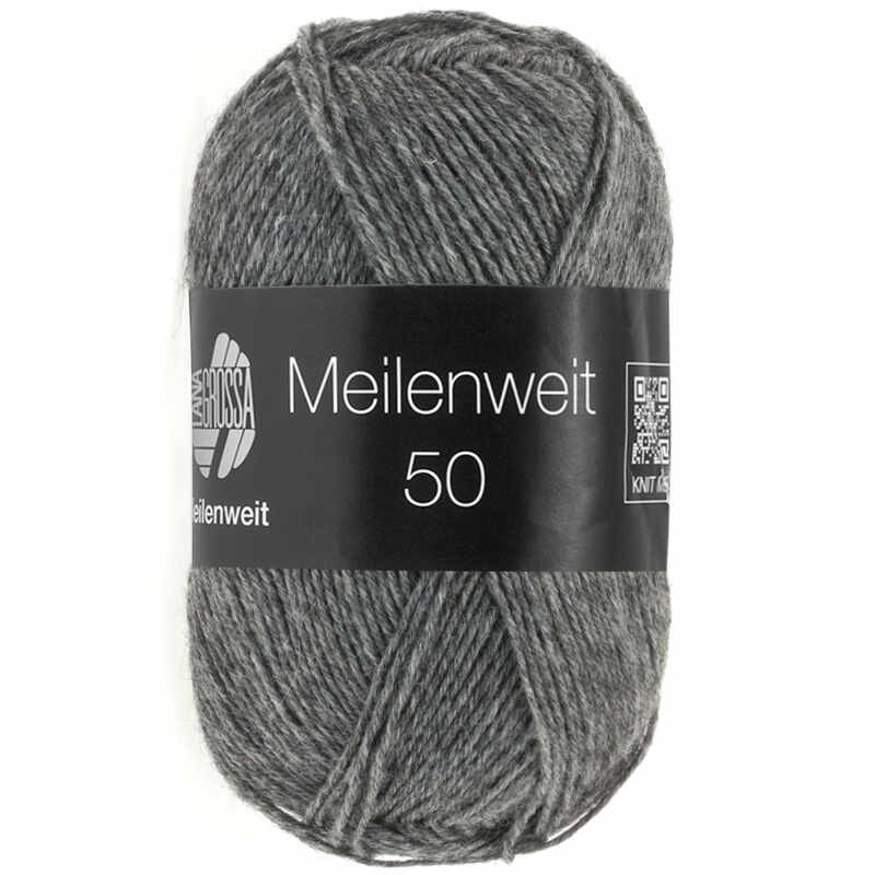 Lana Grossa Meilenweit 50 Uni Farbe 1104 Grau meliert