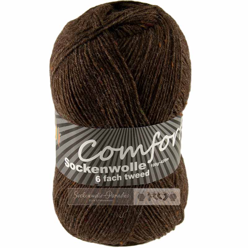 Sockenwolle Comfort Tweed 6-fach braun 04