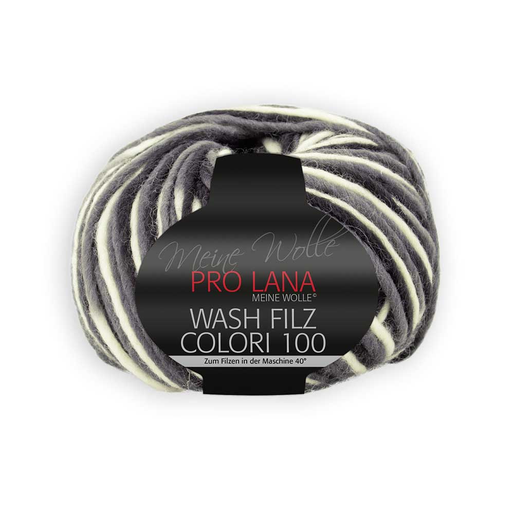 Filzwolle ProLana Wash Filz Colori 100g weiss-schwarz-grau Fb. 708