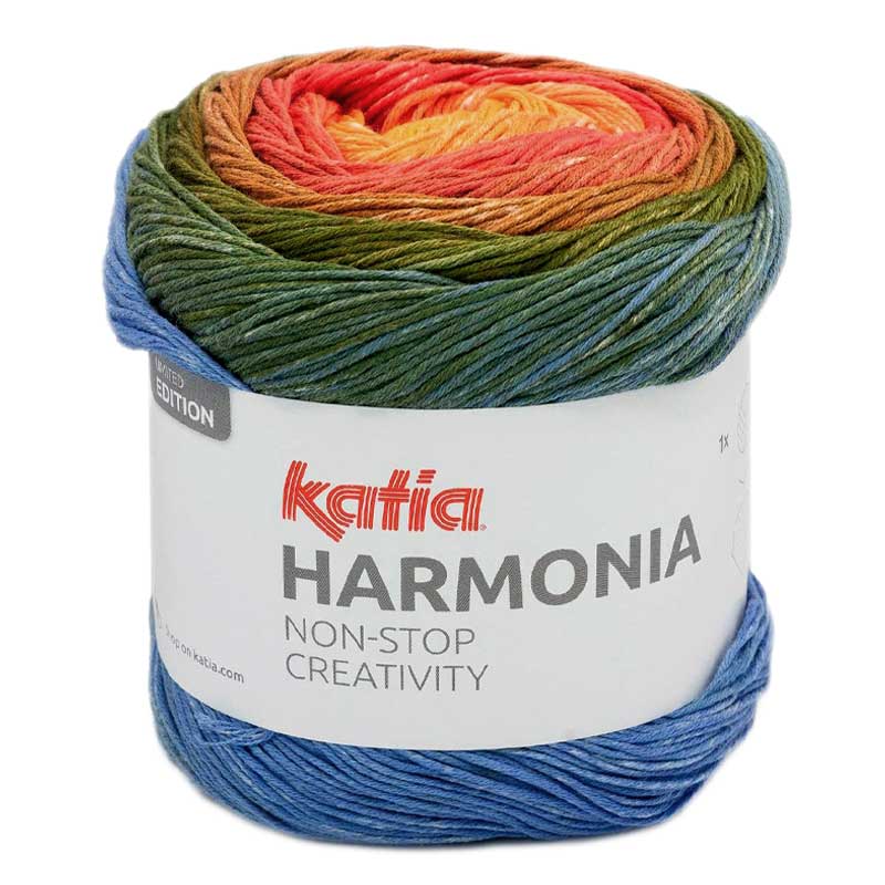 Katia Harmonia Farbe 217 orange-rot-khaki-blau