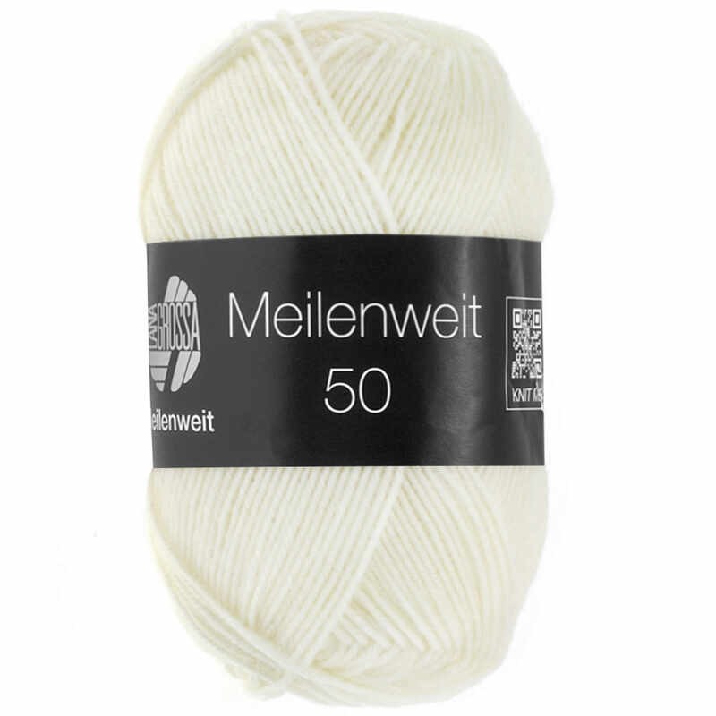 Lana Grossa Meilenweit 50 Uni Farbe 1113 Rohweiß