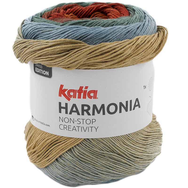 Katia Harmonia Farbe 208 rot-rostrot-wasserblau-graublau