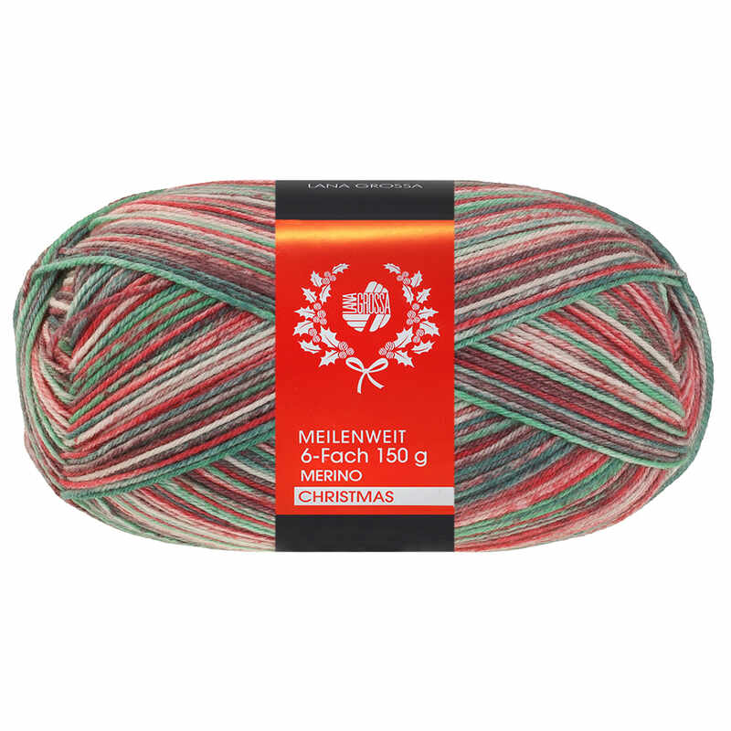 Lana Grossa Meilenweit 6-fach 150  Merino Christmas Farbe 0638