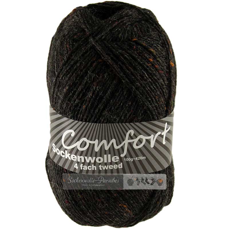 Sockenwolle Comfort Tweed Farbe 08 schwarz tweed