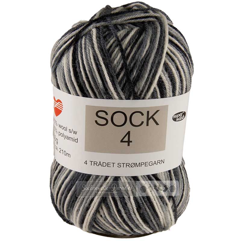 Hjertegarn Sock 4 Color Farbe 5030 schwarz-grau-jacquard
