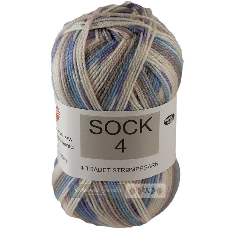 Hjertegarn Sock 4 Color Farbe 40 natur-zartrose-blau-grau