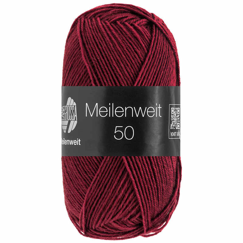 Lana Grossa Meilenweit 50 Uni Farbe 1423 Weinrot