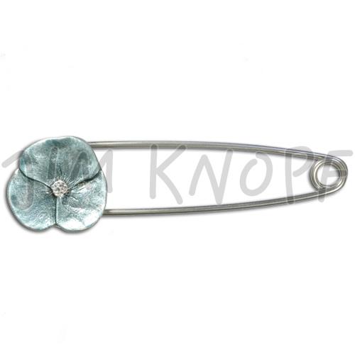 Jim Knopf Brosche Flower, Metall bemalt 91mm Farbe 05 tuerkis