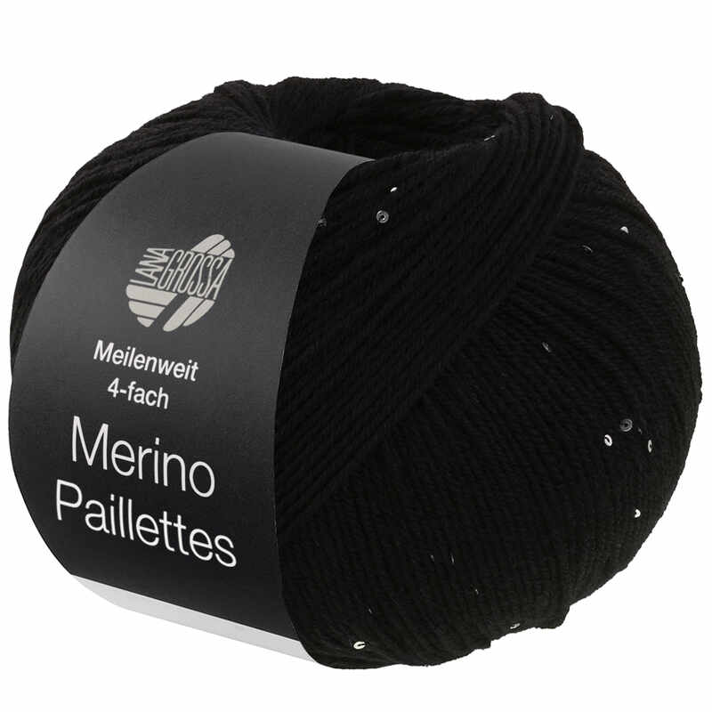 Lana Grossa Meilenweit 100 Merino Paillettes (2310) Schwarz