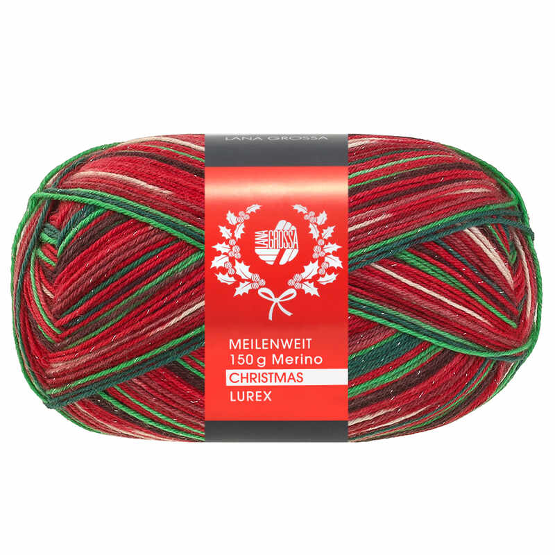 Lana Grossa Meilenweit 6-fach 150  Merino Christmas Lurex Farbe 0640