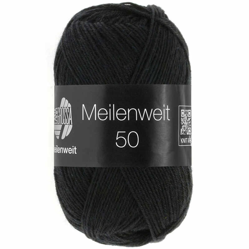 Lana Grossa Meilenweit 50 Uni Farbe 1106 Schwarz