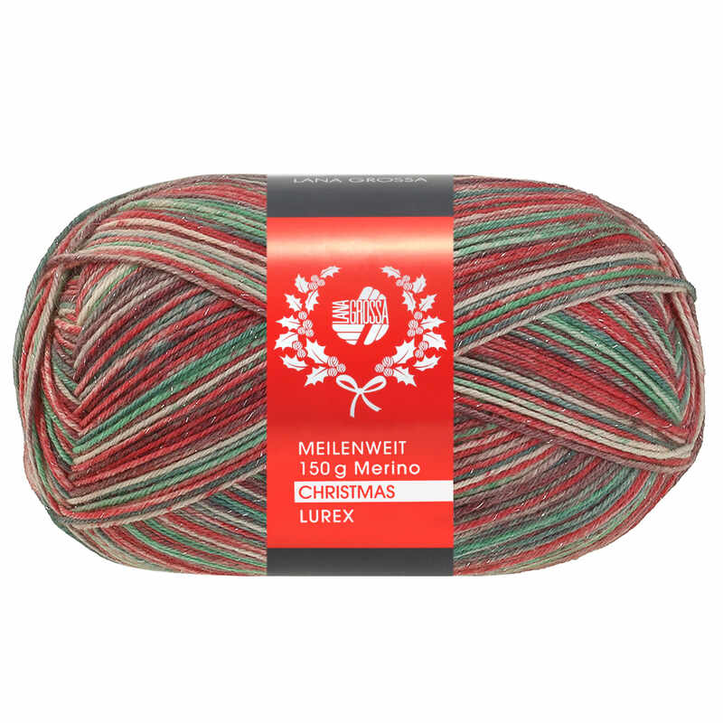 Lana Grossa Meilenweit 6-fach 150  Merino Christmas Lurex Farbe 0641