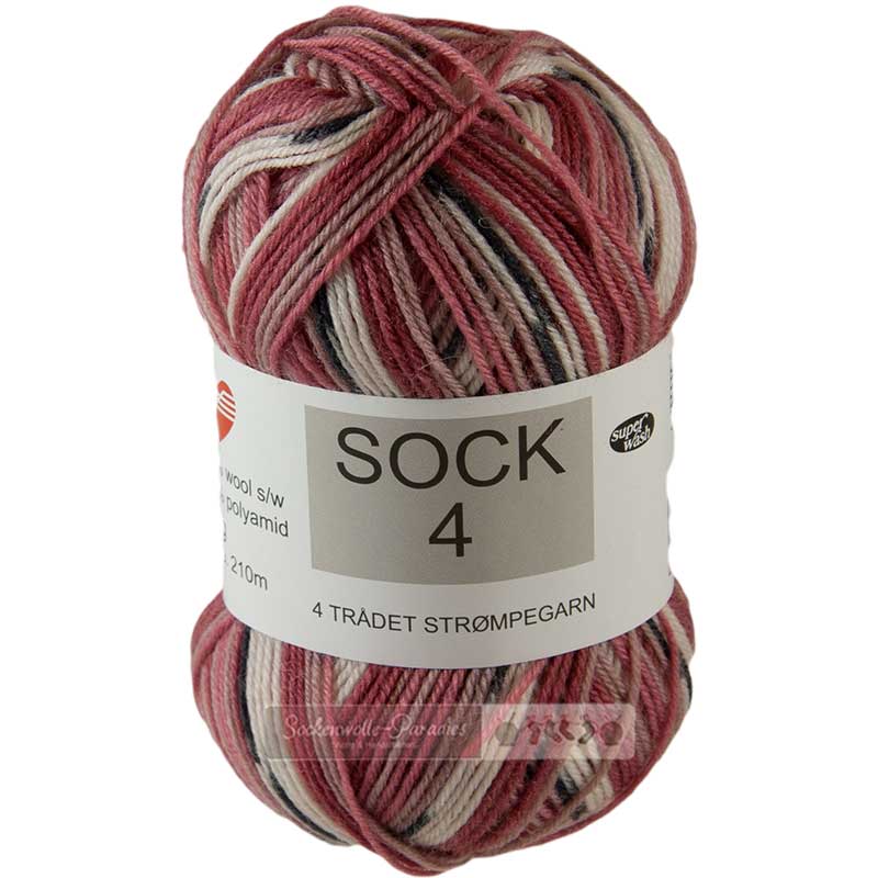 Hjertegarn Sock 4 Color Farbe 20 natur-rosenholz-altrosa