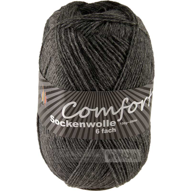 Sockenwolle Comfort 6-fach dunkel grau meliert 195