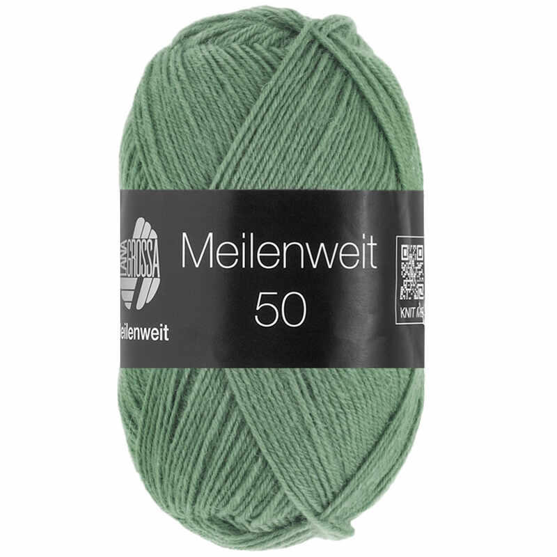 Lana Grossa Meilenweit 50 Uni Farbe 1377 Graugrün