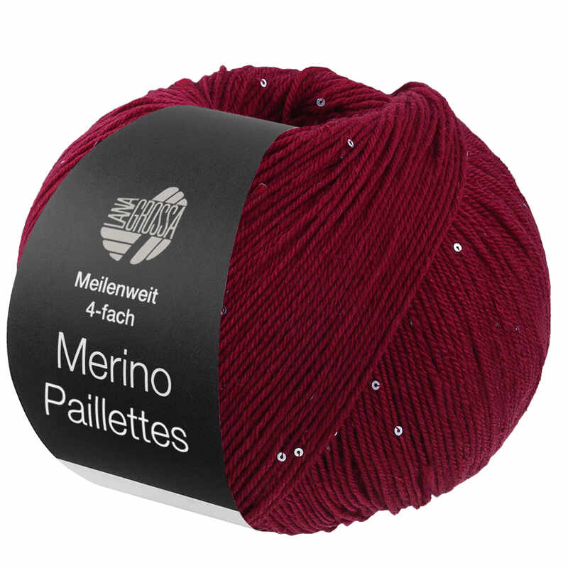 Lana Grossa Meilenweit 100 Merino Paillettes (2302) Dunkelrot
