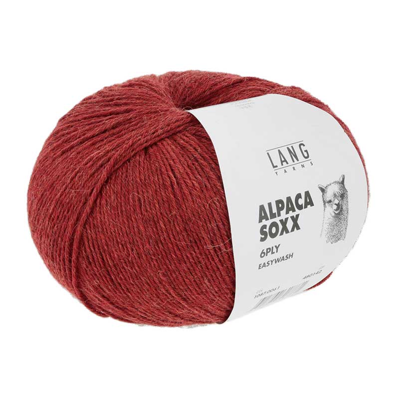 Lang Yarns Alpaca Soxx 6-fach Uni Farbe 0061 rot melange