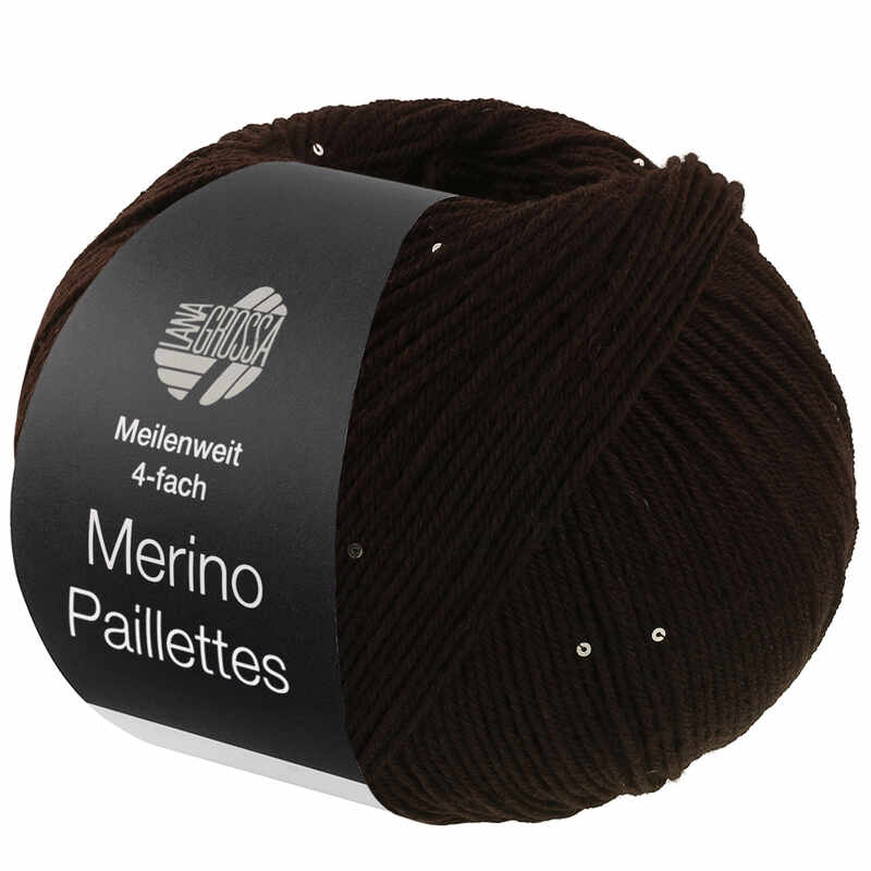 Lana Grossa Meilenweit 100 Merino Paillettes (2309) Schwarzbraun