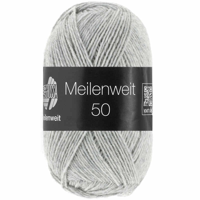 Lana Grossa Meilenweit 50 Uni Farbe 1346 Hellgrau meliert